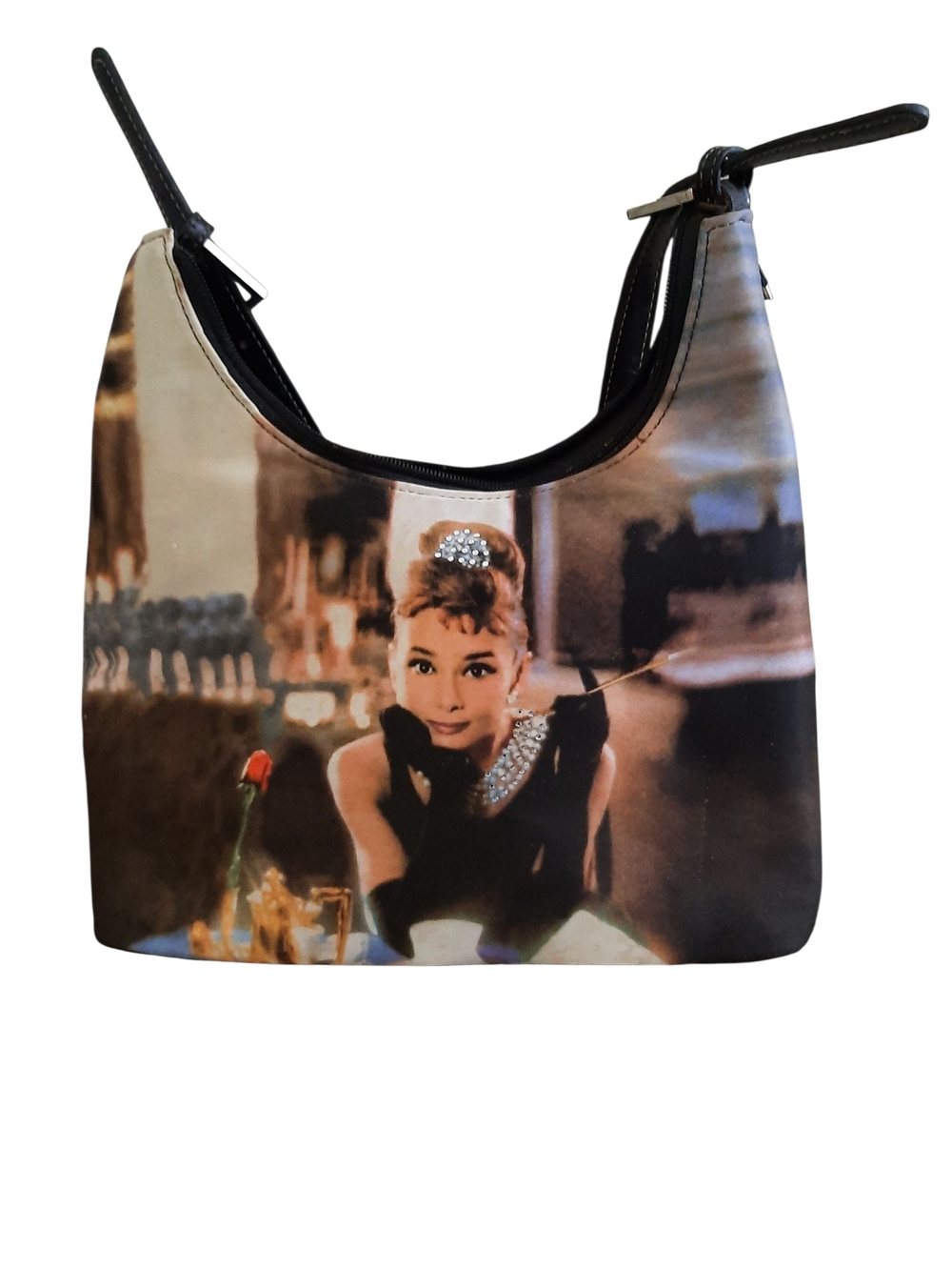 Printed Shoulder Bag with Black Trim and Strap - Picture 2 of 4